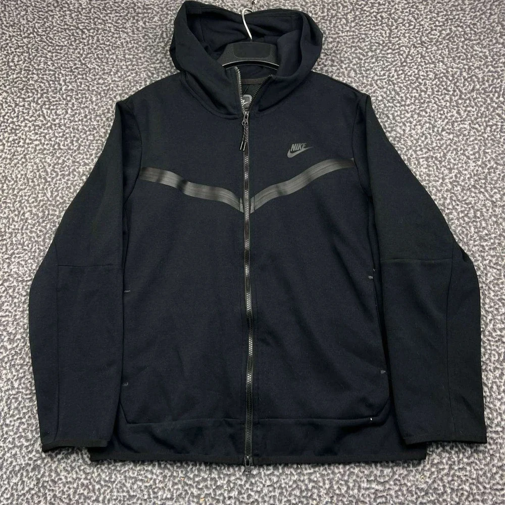 Nike Tech Fleece Hoodie Men XXL Black Full Zip Long Sleeve 2XL